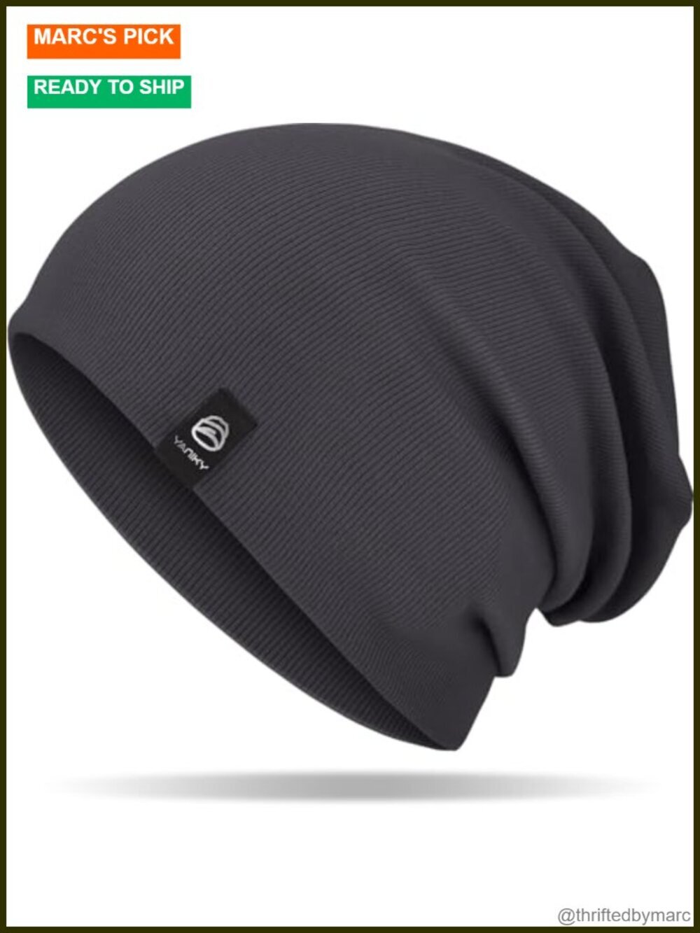 Slouchy Beanie for Women and Men, Double Layer Windproof Skull Cap, Cotton